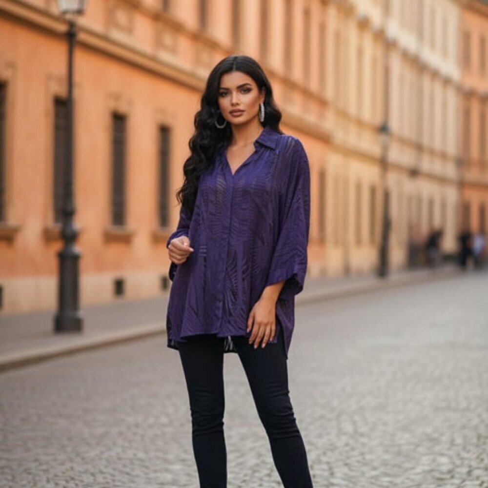 SHEER PUPLE BLOUSE